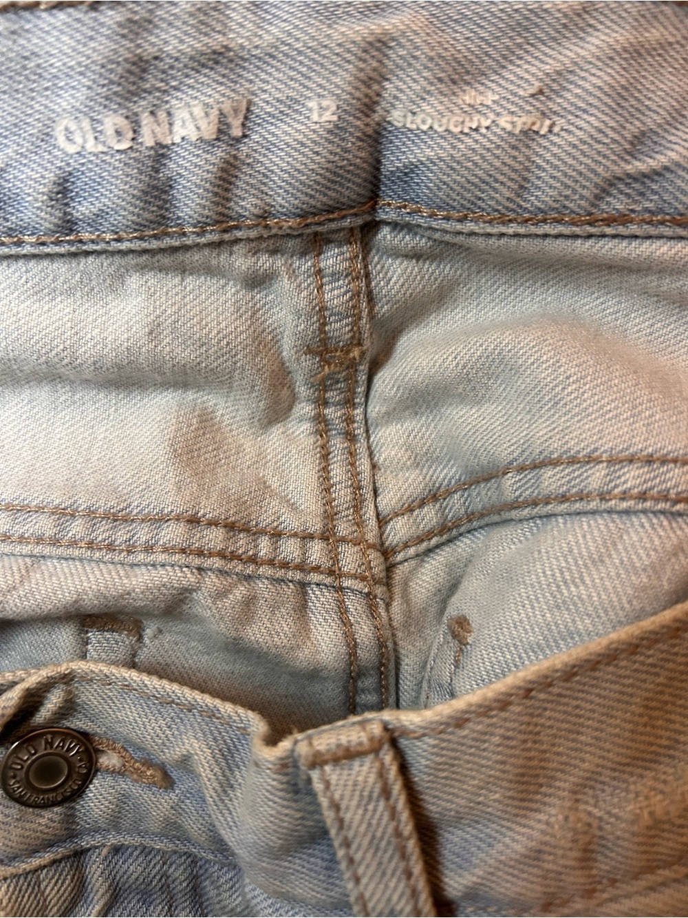 Old Navy Slouchy Straight Distressed Jeans Women’s Size 12 Light Wash - Picture 8 of 11